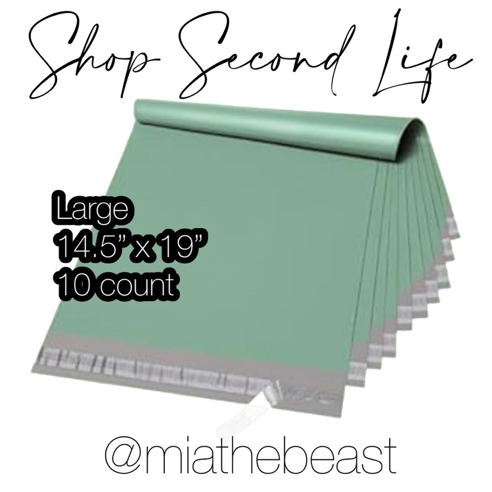 2/$25 📦 12 Lg Sage Green poly mailers + free custom stickers - 14.5 x 19” - Picture 1 of 1
